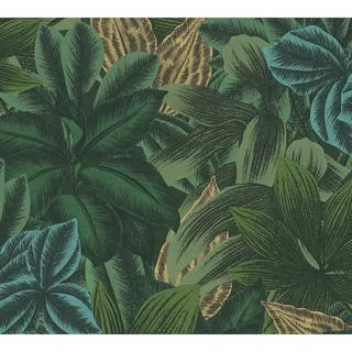 A.S. Création Vliestapete Dschungel Floral 10 m 32 cm Grün/Gelb
