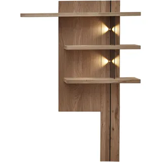 Wandboard INNOSTYLE "Donna Wandpaneel, 122x174x24 ( BxHxT)", wildeiche bianco, B:122cm H:174cm T:24cm, Glas, Holzwerkstoff, Massivholz, Regale, Wandboard, Beleuchtung optional bestellbar, 3 Böden, Massivholzblende