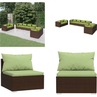 vidaXL 8 tlg. Garten Lounge Set mit Kissen Poly Rattan Braun - Garten-Lounge-Set - Garten-Lounge-Sets - Terrassen-Lounge-Set - Gartensofa-Set - Braun