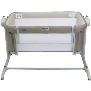 Chicco Next2Me Magic Evo, Beistellbett für Babys, mit Schaukelmodus, Kippfunktion, aufklappbarem Seitenteil, Verstellbarer Höhe, 4 Rädern, inkl. Matratze und Reisetasche, Beige