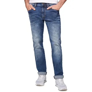 5-Pocket-Jeans CAMP DAVID, Herren, Gr. 34, Länge 34, blau (blau vintage), Denim/Jeans, Obermaterial: 60% Baumwolle, 24% Polyester, 13% Lyocell, 3% sonstige Fasern, unifarben, regular fit lang, Jeans 5-Pocket-Jeans, mit Stretch