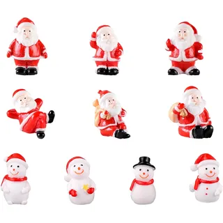 Weihnachten Miniatur Ornamente, 10 Stück Mini Weihnachtsmann Schneemann Deko Figuren, Harz Weihnachtsfiguren Deko Mini Figuren Klein Figuren DIY Zubehör Weihnachtsschmuck zum Basteln (mix-b)