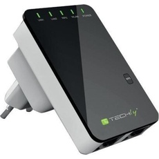 Techly Access Point Techly 300N Wall Repeater2 (I-WL-REPEATER2), Router, Schwarz, Weiss