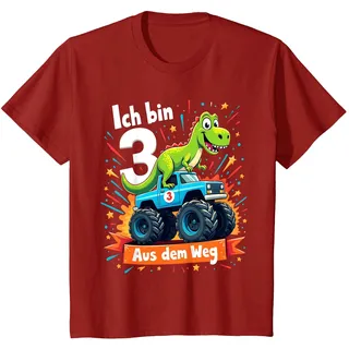 Kinder Ich Bin 3 Dinosaurier Monstertruck Kindergeburtstag T-Shirt
