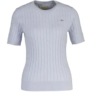 T-Shirt GANT "T-Shirt STRETCH COTTON CABLE C-NECK 1er Pack", Damen, Gr. L, blau (hellblau), Obermaterial: 88% Baumwolle CO. 10% Polyamid PA. 2% Elasthan EL., Shirts T-Shirt