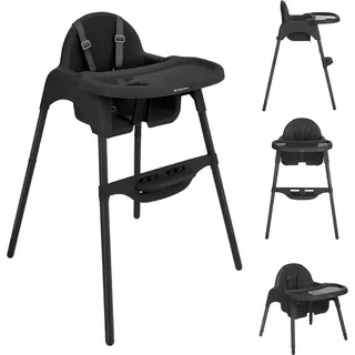 KIKKABOO Hochstuhl 2 in 1 Jammy Kinderstuhl, Fußstütze, Gurt, Bechervertiefung schwarz - Black - One Size
