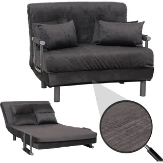 Schlafsessel HWC-K29, Klappsessel Schlafsofa Gästebett, Liegefläche 190x100cm, Stoff Chenille (370g/m2) dunkelgrau - Grau