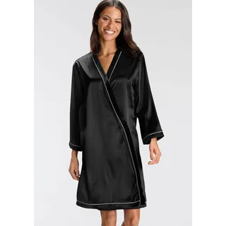 Bruno Banani Kimono mit Kontrastpaspel-Details, schwarz