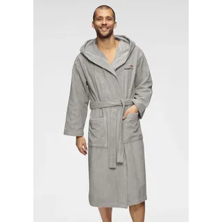 Unisex-Bademantel KANGAROOS "Cassidy, für Damen & Herren, Standardlänge & Überlänge" Gr. S, grau (hellgrau), L:120cm, Walkfrottee, Hausmäntel, Unisex-Bademantel, mit Taschen, Männer und Frauen, Baumwolle, Reise, Hotel, Sauna, S-3XL