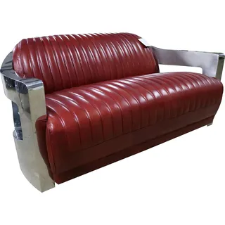 Design Club 2 Sitzer Sofa Ledersofa Dreisitzer Vintage Leder Zweisitzer Couchen - Rot