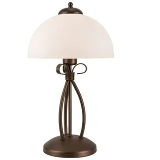Braune Tischleuchte Rustikal Glas Schirm h:43cm wohnlich LIRLIN Nachttischlampe