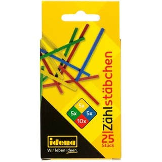 IDENA 20101 - Zählstäbchen aus Holz, 25er Packung, farbig sortiert, 75 mm