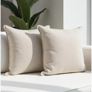 Unyqoos® 2er-Set Dekokissen 40 x 40 cm, Beige – Sofakissen mit Baumwollhülle, -, weiche Füllung für Sofa & Sessel - Beige