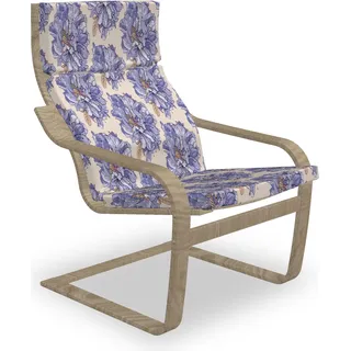 ABAKUHAUS Blumen Poäng Sessel Polster, Frühlings-Blumen-Bündel, Sitzkissen mit Stuhlkissen mit Hakenschlaufe und Reißverschluss, Champagne Lavendel-Blau