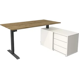 Kerkmann Schreibtisch Sitz- /Stehtisch Move 1 anthrazit mit Sideboard asteiche - Grau, Braun