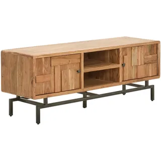 Mid.you Lowboard , Akaziefarben , Metall , Akazie , massiv , 148x55x45 cm , Handmade in India , stehend, handgemacht , Wohnzimmer, TV Möbel, Lowboards, Lowboards stehend