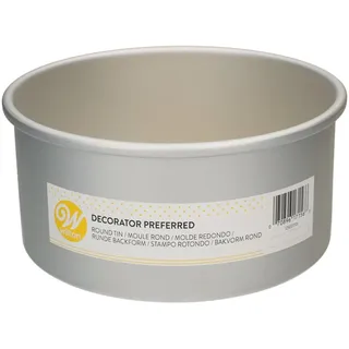 Wilton Runde Backform Extra Tief -Kuchenform für Höhe Kuchen Tortenform Backblech mit extra hohem Rand - Ø 20 x 10 cm, Silber