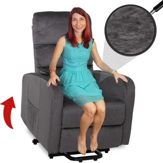 Fernsehsessel HWC-K62, Sessel Relaxsessel TV-Sessel, Liegefunktion Aufstehhilfe elektrisch, Metall Chenille dunkelgrau - Grau