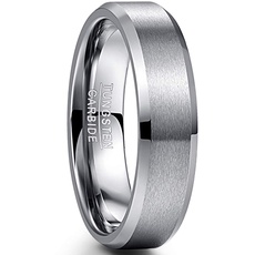 NUNCAD 6mm Ring Silber Herren Damen Wolfram Partner Ringe for Hochzeit Verlobung Jubiläum Partnerschaft Größe 70