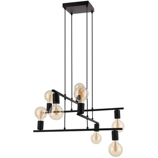 EGLO Pendelleuchte Mezzana, 8 flammige Hängelampe Vintage, Industrial, Hängeleuchte aus Stahl in Schwarz, Esstischlampe, Wohnzimmerlampe hängend mit E27 Fassung