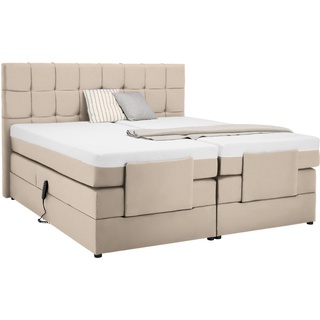 Moderano Boxspringbett , Beige , Textil , H3 , 160x200 cm , Stoffauswahl, in verschiedenen Größen erhältlich , Schlafzimmer, Betten, Boxspringbetten