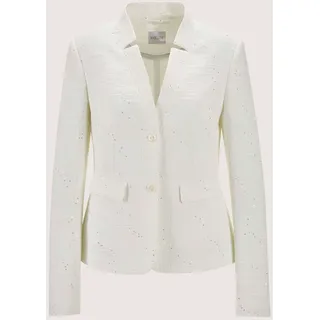 Jackenblazer MADELEINE "Blazer Strukturierter Kurzblazer mit Pailletten", Damen, Gr. 44, weiß, Obermaterial: 81% Polyester PES. 15% Viskose CV. 4% Elasthan EL., Modern, normal, V-Ausschnitt, Blazer Jackenblazer