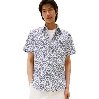 Tommy Hilfiger Herren Hemd »LINEN Blend Print Kurzarm, Mehrfarbig (White/Allover), S