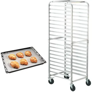 Vevor Brötchenständer 20-Etagen Kommerzielle Bäckerei Ständer mit Bremse Räder, Aluminium Racking Wagen Lagerung, Brot Backen Ausrüstung Tragfähigkeit 240 kg, 660 x 517 x 1767 mm