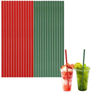 Strohhalme Papier Rot & Grün,Papierstrohhalme Einweg 100 stück Trinkhalme Biologisch Abbaubare Cocktail Strohhalme 20cm Drinking Straws für Geburtstag,Hochzeit,Weihnachten,Babyparty,Feier und Party