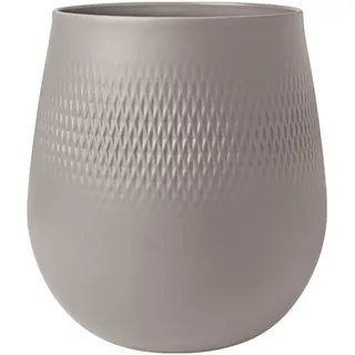 Villeroy & Boch - Manufacture Collier taupe, große Vase Carré, 23 cm, Premium Porzellan, Taupe