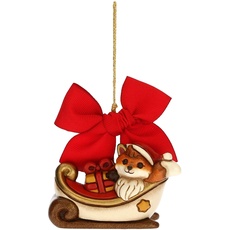 THUN - Weihnachtsschmuck Fuchs Grace mit großem Schlitten - Keramik - Weihnachtslinie - Wohnzimmer, Dekoration des Hauses - 7 x 4,7 x 5,2 cm h
