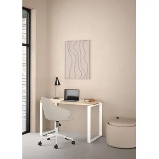 INOSIGN Schreibtisch "Sign Arbeitstisch, Sekretär, Bürotisch," Cleanes Design, Metallbeine, Breite 120 oder 150 cm, jackson hickory, weiß