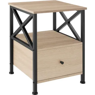 tectake Nachtschrank Falkirk, 40 x 41,5 x 55,5 cm, Industrial Holz hell, Eiche Sonoma , Naturfarben , Holzwerkstoff , Quadratisch , 40x55.5x41.5 cm , Schlafzimmer, Nachtkästchen