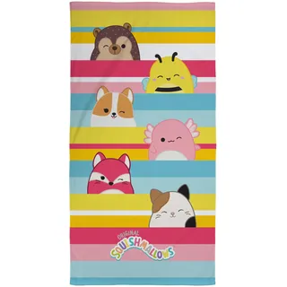 Character World offizielles Squishmallows-Kinderhandtuch | Superweiches Gefühl, Streifendesign