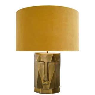 Casa Padrino Luxus Tischlampe in antik messing mit ockerfarbenen Lampenschirm 60,5 x H. 75 cm - Hotel Restaurant Lampen