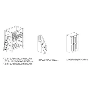 Etagenbett+Schrank Multifunktion Hochbett Kinderbett Kleiderschrank Holzbett - Weiß