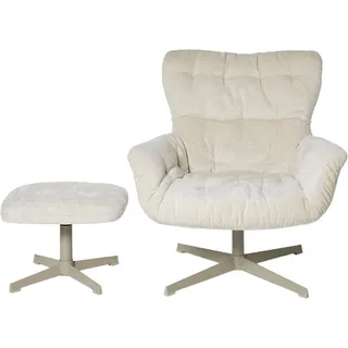 Sessel JAHNKE "LOUNGE COSY TWIST PLUS", creme, B:83cm H:88cm T:80cm, Sessel, Sessel, Loungesessel inkl. Hocker, bequeme Polsterung & Armlehnen, drehbar