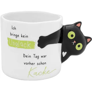 Figürliche Tasse Motiv Schwarze Katze | Kaffeetasse mit Henkel in Katzenform, Höhe 8,9 cm, Durchmesser 9,7 cm, Volumen 47 cl, Dolomite | Geschenk, Geburtstagsgeschenk, Katzenfreunde | 74841