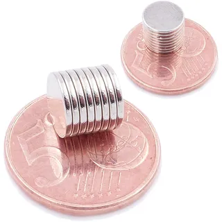 Brudazon | 50 Mini Scheiben-Magnete 9x1mm | N52 stärkste Stufe - Neodym-Magnete ultrastark | Power-Magnet für Modellbau, Foto, Whiteboard, Pinnwand, Kühlschrank, Basteln | Magnetscheibe extra stark