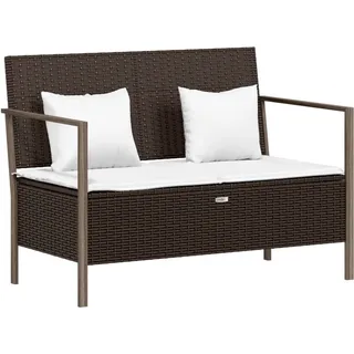 vidaXL Gartenbank 2-Sitzer mit Kissen Braun Poly Rattan - Braun