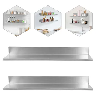 Wandregal, Edelstahl, Dual-Tier-Design, Silber