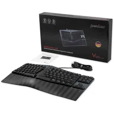 Bild von PERIBOARD-335 DE, Kabelgebundene ergonomische mechanische Tastatur – Low-Profile Blue Clicky Switches – Programmierbare Funktion – Kompatibel mit Windows und Mac OS X – Deutsch QWERTZ