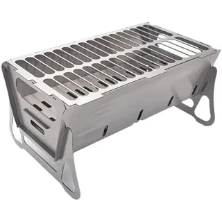 ZENG Tragbarer Edelstahl-Campinggrill – Faltbarer Holzkohlegrill für Outdoor-Kochen, Camping & Picknicks (38 x 22 x 19,5 cm, 3,4 kg)