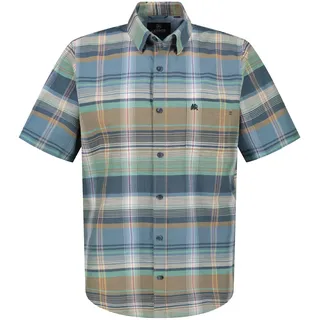 Kurzarmhemd LERROS "Sommerhemd mit großem Karo", Herren, Gr. S, Normalgrößen, beige (desert sand), 100% Baumwolle, Hemden Kurzarmhemd