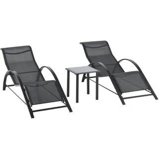 Outsunny Gartenliege 159 x 59 x 55 cm Schwarz