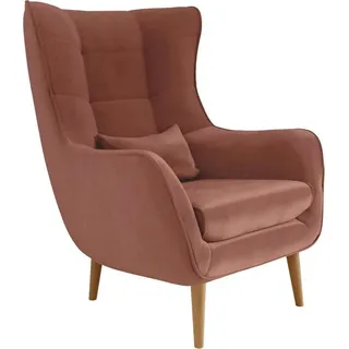 MIRJAN24 Polstersessel Estjano, Ohrensessel, Relaxsessel, Stilvoll Wohnzimmer Sessel (Farbe: Kronos 29) - Rosa, Beige