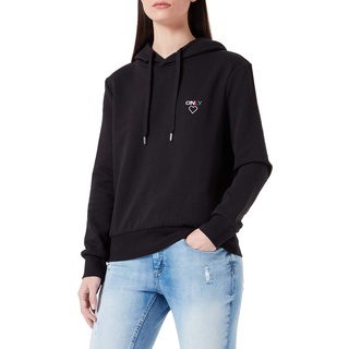 ONLY Damen Onlnoomi L/S Logo Hood Noos Kapuzenpullover, Schwarz, M EU