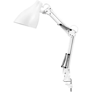 Klemmleuchte Metall Weiß OSRAM E27 verstellbar h:40cm Tischleuchte Schreibtisch