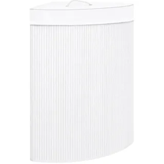 vidaXL Eck Wäschekorb Wäschesammler Wäschebox Wäschetonne Wäschesack Wäschetruhe Wäschebehälter Wäsche Sammler Truhe Box Tonne Bambus Weiß 60L