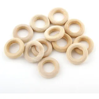 Perlin Holzring Ø 25mm Holzringe zum Basteln Schmuckherstellung 40stk Holzreifen Unvollendete glatten Holz Ring Hoop Gardinenringe für Gardinen Vorhangringe Makramee Ringe aus Holz (Natur)